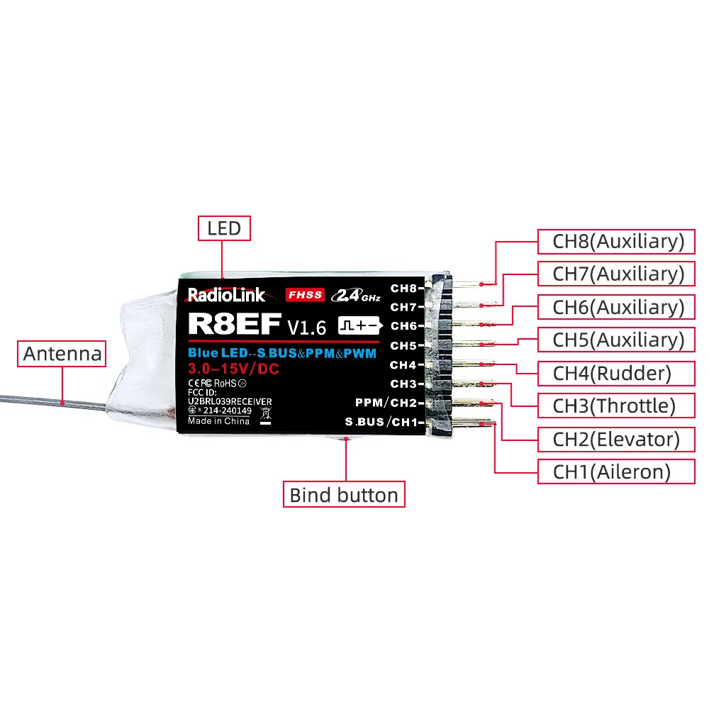 Récepteur Radiolink R8EF 2.4G  - Receiver Sbus 8Ch avis et prix
